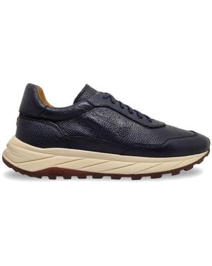 Henderson Pebbled-Leather Trainers - Blue