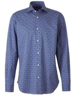 Vincenzo Di Ruggiero Leaf-Print Shirt - Blue