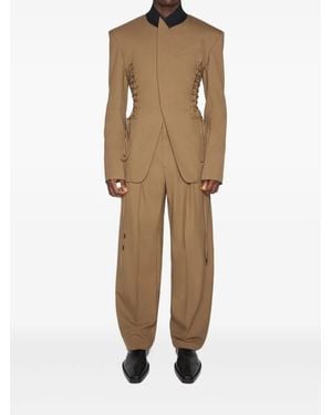 Mugler Pleated Balloon-Shape Trousers - Natural