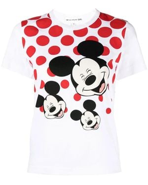 Comme des Garçons Mickey Mouse Cotton Graphic Print T-Shirt - White