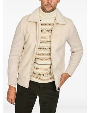 Gran Sasso Knitted-Sleeve Zip-Fastening Jacket - Natural