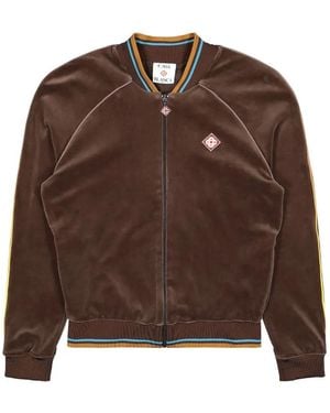 CASABLANCA Velour Logo-Patch Velour Jacket - Brown