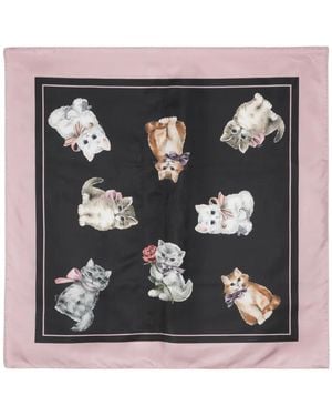 Vivetta Schal Mit Katzen-Print - Schwarz