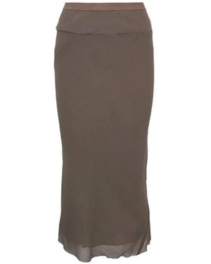 Rick Owens Jupe Mi-Longue Bias À Taille Côtelée - Brown