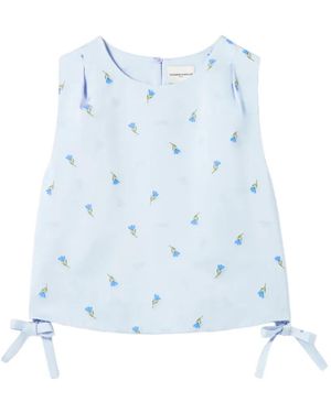 Claudie Pierlot Embroidered Satin Top - Blue