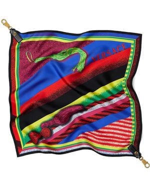 Versace Printed Silk Scarf Charm 55 Cm - Red