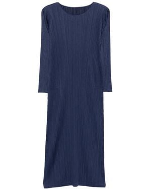 Pleats Please Issey Miyake Pleated Long Dress - Blue