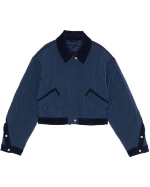 Maje Quilted Button Jacket - Blue