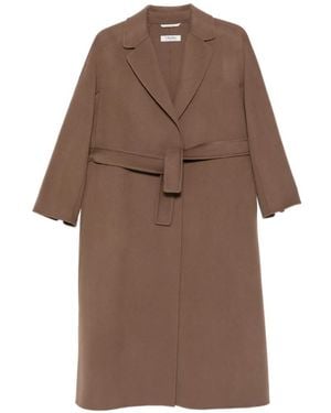 Max Mara Esturia Belted Notch-Lapels Coat - Brown