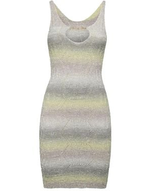 Philipp Plein Paillettes Short Dress Monogram Signature - Gray