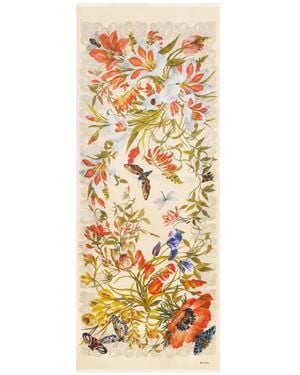Etro Silk Scarf With Flora And Fauna Motif - Metallic