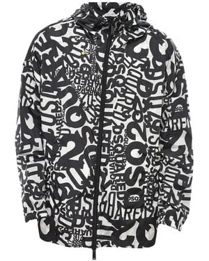 DSquared² Monogram-Motif Hooded Jacket - Gray