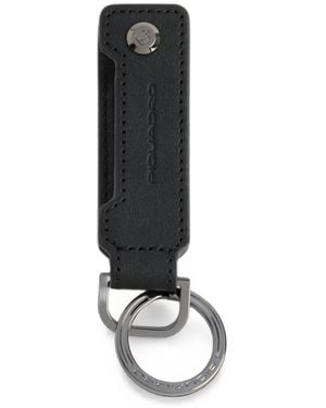 Piquadro Logo-Engraved Keychain - Black