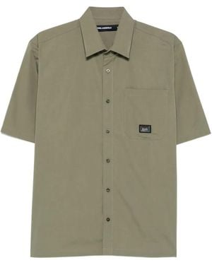 KARL LAGERFELD Logo-Plaque Short-Sleeve Shirt - Green