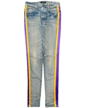 Amiri Side-Stripes Straight-Leg Jeans - Blue