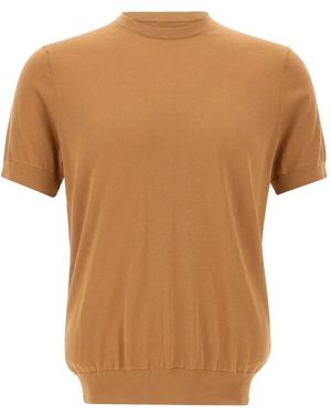 Diktat Trui Met Ronde Hals En Korte Mouwen - Bruin