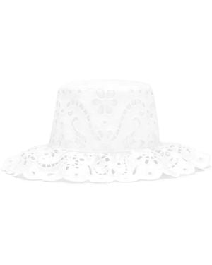 Dolce & Gabbana Broderie-Anglaise Cotton-Blend Hat - White
