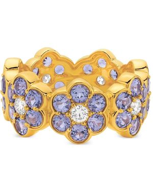 Buddha Mama Tanzanite And Diamond Flower Band Ring - Metallic