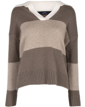 arch4 Gestreifter Pullover Mit V-Ausschnitt - Braun