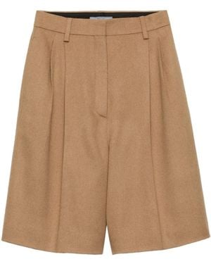 Prada Shorts Met Geplooid Detail - Naturel