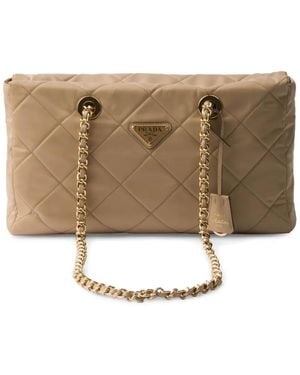 Prada Quilted Clutch Bag - Natural