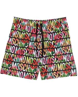 Moschino Printed Nylon Swim Trunks - Red