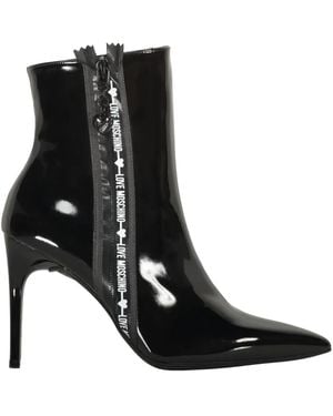 Love Moschino エナメルレザー アンクルブーツ 100mm - ブラック
