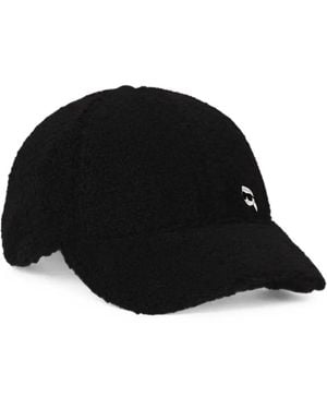 KARL LAGERFELD Casquette Ikon En Peau Lainée - Black