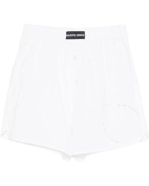 Marine Serre Elasticated-Waistband Shorts - White