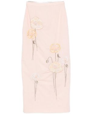 BERNADETTE Norma Embroidered Midi Skirt - Pink