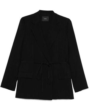 JOSEPH Tie-Waist Pinstripe Jacket - Black