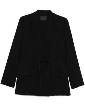 JOSEPH Tie-Waist Pinstripe Jacket - Black