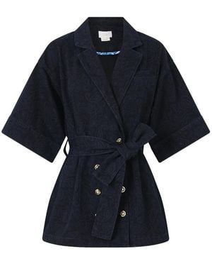 CAMILLA Double-Breasted Belted Jacket - Blue
