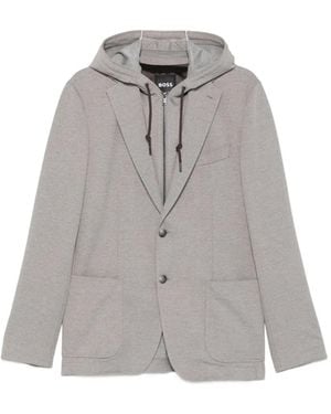 BOSS C-Hanry Hooded Single-Breasted Jacket - Gray