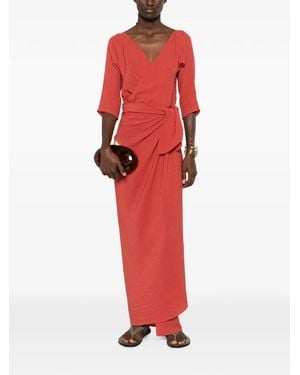 Cortana Genara Wrap-Style Tied-Waist Maxi Dress - Red