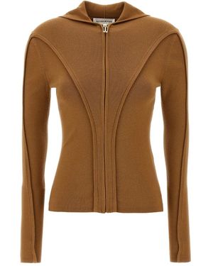 Victoria Beckham Zip-Front Hoodie - Brown