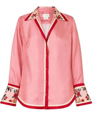 CAMILLA Floral-Print Silk Shirt - Pink