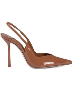 Le Silla Vivienne Slingback-Pumps Aus Lackleder - Weiß