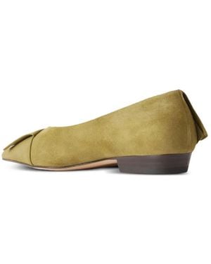 JW Anderson Ruffled Pointed-Toe Flat Pumps - Green