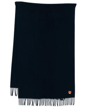 Maison Kitsuné Sciarpa Con Logo Ricamato - Blu
