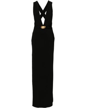 Tom Ford Plunging-Neck Sleeveless Gown - Black