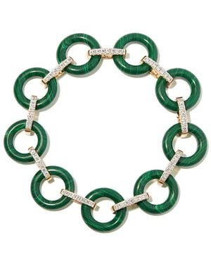 Mateo 14Kt Malachite And Diamond Bracelet - Green