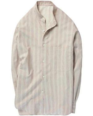STÒFFA Striped Band-Collar Shirt - Natural