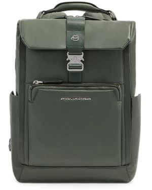 Piquadro Buckle-Fastening Leather Backpack - Green