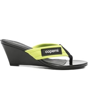 Coperni Logo-Patch Wedge Sandals - Green