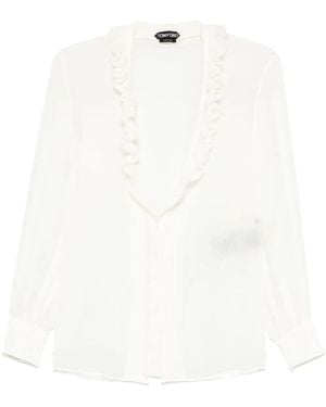 Tom Ford ラッフル ブラウス - ホワイト