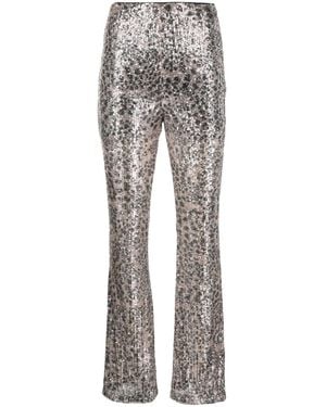 Liu Jo Sequin-Embellished Straight-Leg Pants - Gray