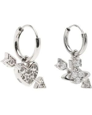 Vivienne Westwood Pendientes Con Motivo De Corazón Y Orbe - Blanco