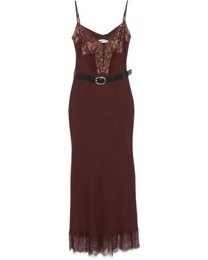 Self-Portrait Lace Insert Midi Dress - Purple
