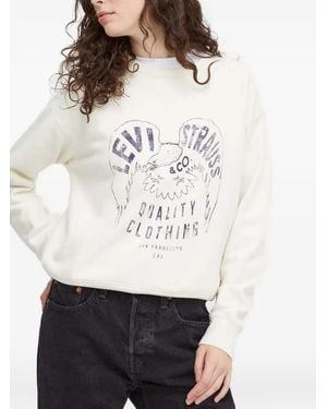 Levi's Signature Graphic-Print Crew-Neck Sweater - White